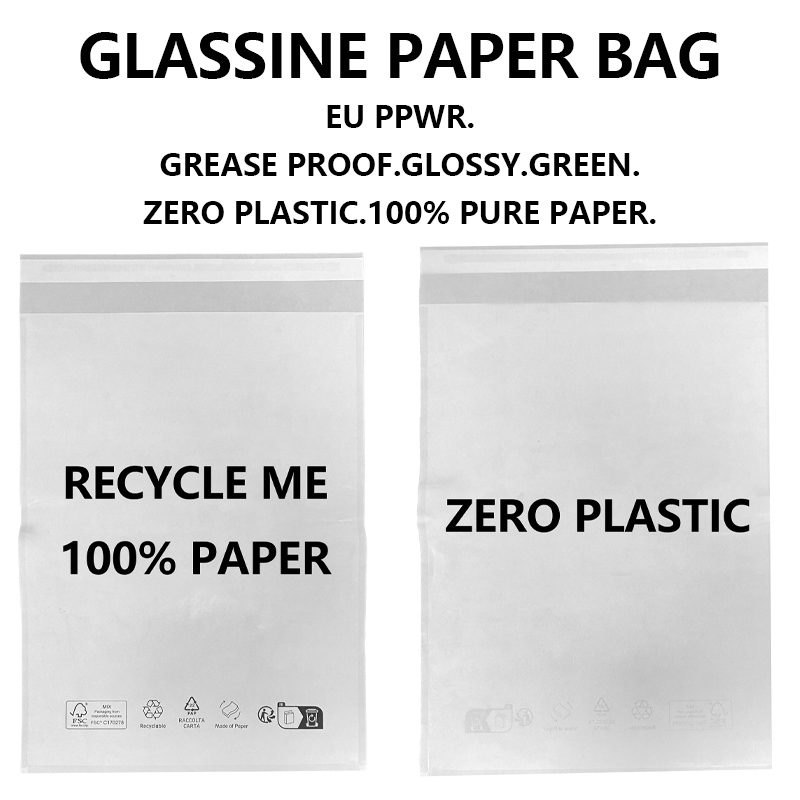 Anpassad EU PPWR-kompatibel Glassine papperspåse Plastfri återvinningsbar förpackningstillverkare