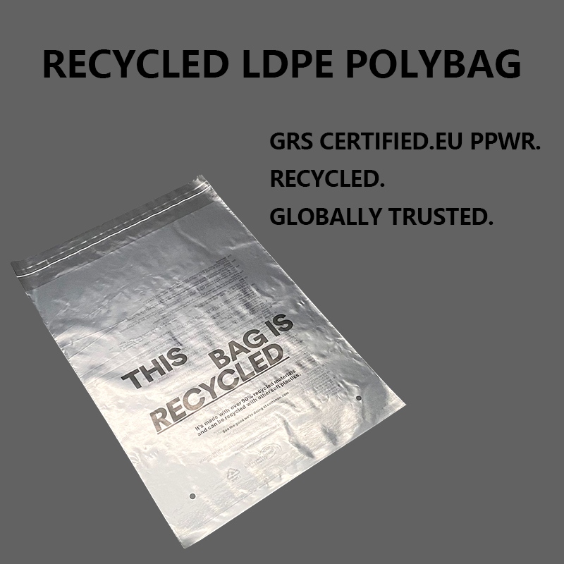 Anpassad GRS återvunnen LDPE-polypåse för kläder och e-handelsförpackningar