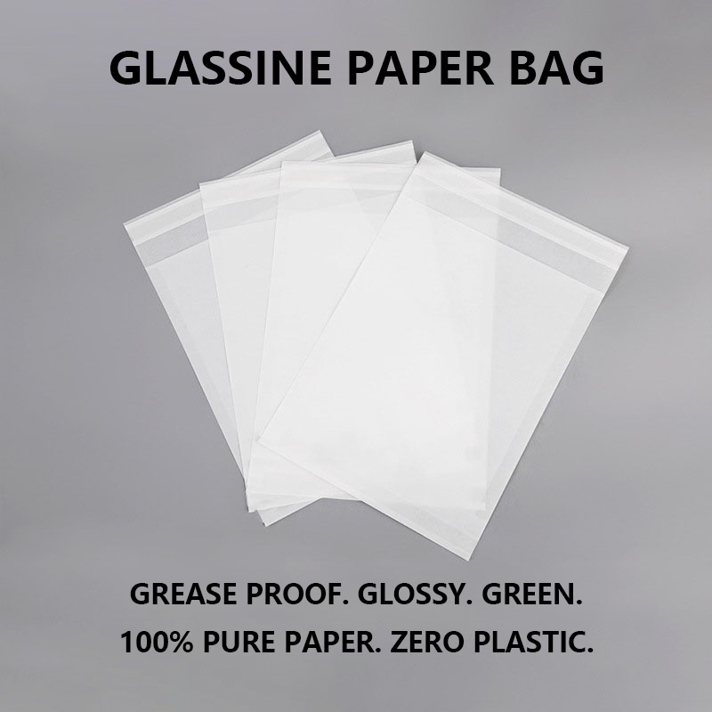Genomskinliga Glassine papperspåsar